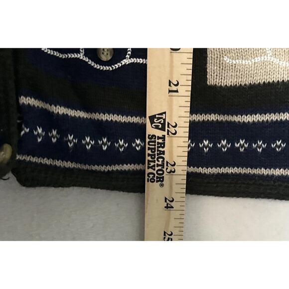 Christopher Banks Holiday Snowman Hand Crochet Button Up Cardigan Size M Grandma - Picture 7 of 8